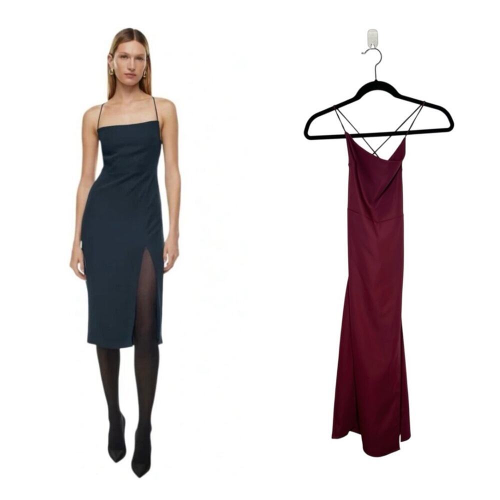 Babaton Success Strappy Back Midi Dress Women's Burgundy Size 6